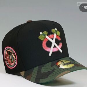 Myfitteds Chicago Blackhawks woodland camo 75th anniversary size 7 1/4 new